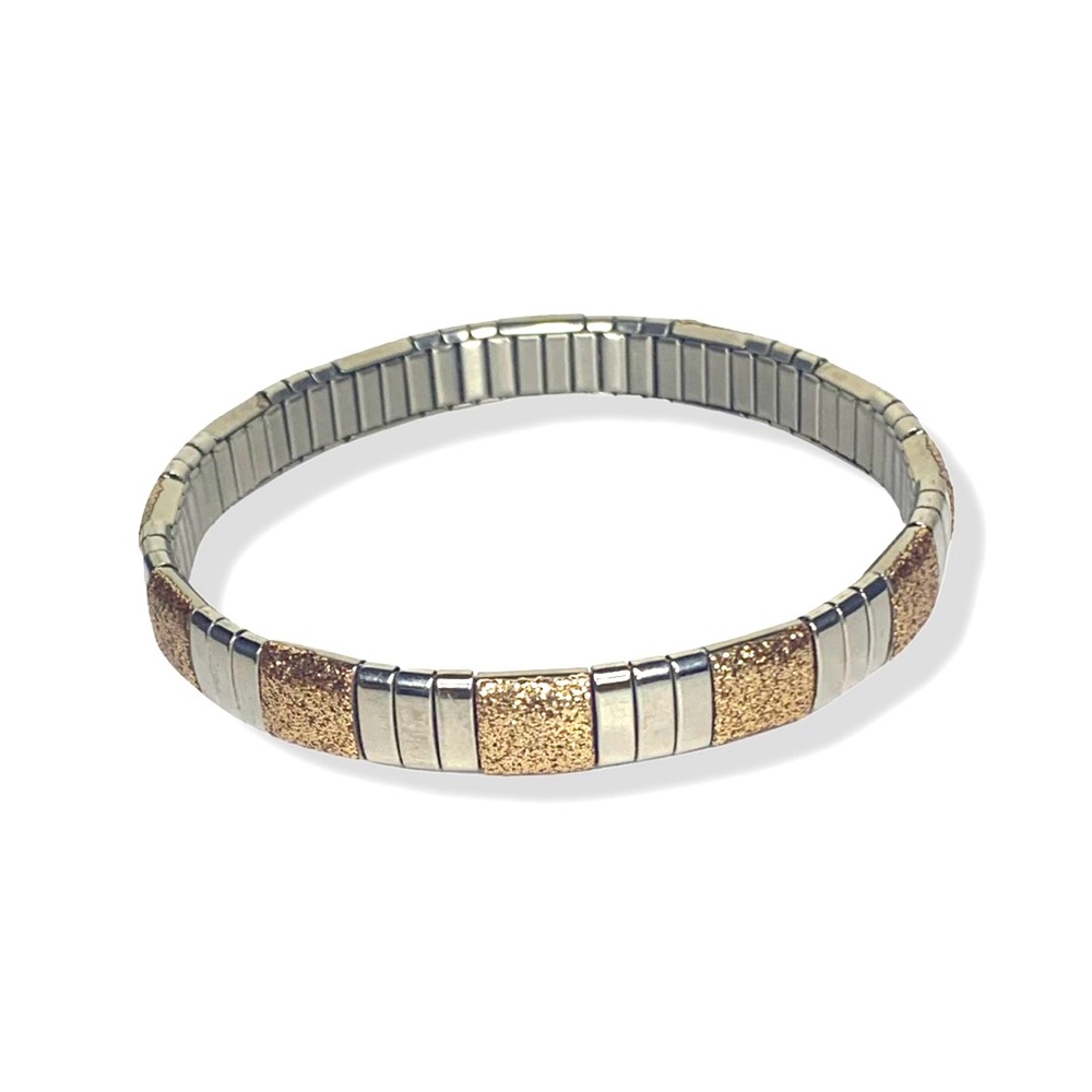 Rose gold and silver accordion Bracelet